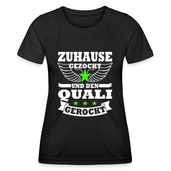 Gezockt und Quali gerockt - Schulabschluss 2023 - Frauen Funktions-T-Shirt - Schwarz - Vorne - AI Model Female 172 light (172cm)