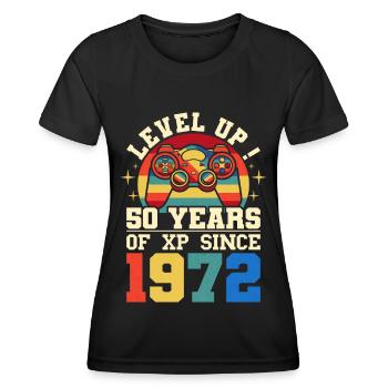 Level 50 1972 Geburtstag Gamer 50 Jahre - Frauen Funktions-T-Shirt - Schwarz - Vorne - AI Model Female 172 light (172cm)