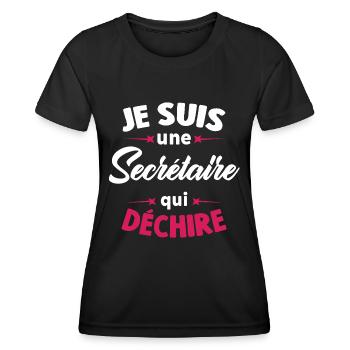 Je suis une secrétaire qui déchire - T-shirt sport Femme - noir - Devant - AI Model Female 172 light (172cm)