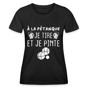 A la pétanque je tire et je pinte - T-shirt sport Femme - noir - Devant - AI Model Female 172 light (172cm)