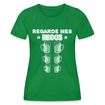 Regarde mes abdos bière cadeau alcool ! - T-shirt sport Femme - vert - Devant - AI Model Female 172 dark (172cm)