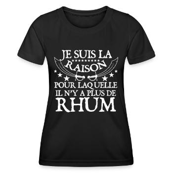 Bière alcool. Cadeau humour apéritif. Rhum - T-shirt sport Femme - noir - Devant - AI Model Female 172 light (172cm)