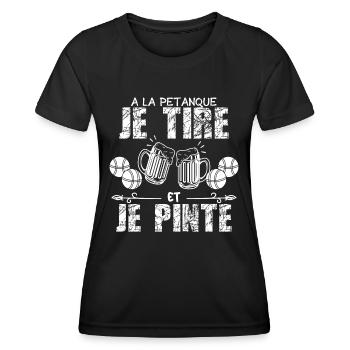 A La Petanque Je Tire Et Je Pinte Bière - T-shirt sport Femme - noir - Devant - AI Model Female 172 light (172cm)