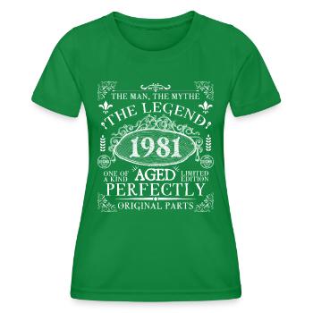 1981 Legend | Vintage Aged Perfectly 1981 - Frauen Funktions-T-Shirt - Kelly Green - Vorne - AI Model Female 172 dark (172cm)