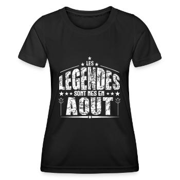 Aout | les Légendes sont nés en Aout Anniversaire - T-shirt sport Femme - noir - Devant - AI Model Female 172 light (172cm)