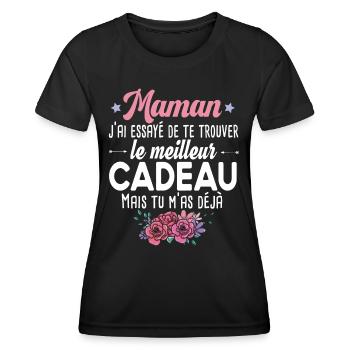 Maman Cadeau Mère Enfant Famille - T-shirt sport Femme - noir - Devant - AI Model Female 172 light (172cm)