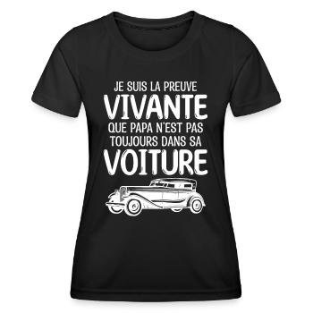 Je suis la preuve que papa t-shirt voiture - T-shirt sport Femme - noir - Devant - AI Model Female 172 light (172cm)