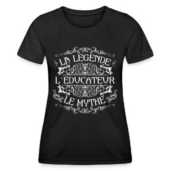 Educateur | meilleur Educateur | la légende le myt - T-shirt sport Femme - noir - Devant - AI Model Female 172 light (172cm)