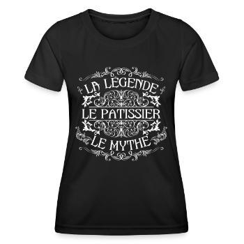 Patissier | meilleur Patissier | la légende le myt - T-shirt sport Femme - noir - Devant - AI Model Female 172 light (172cm)