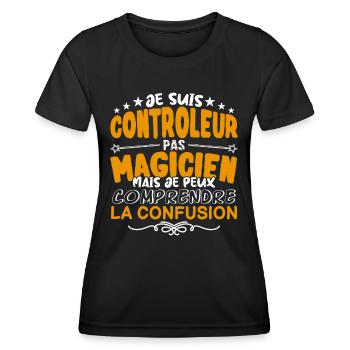 Controleur | Controleur pas Magicien | Meilleur Co - T-shirt sport Femme - noir - Devant - AI Model Female 172 light (172cm)