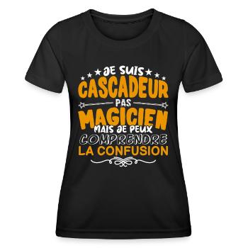 Cascadeur | Cascadeur pas Magicien | Meilleur Casc - T-shirt sport Femme - noir - Devant - AI Model Female 172 light (172cm)