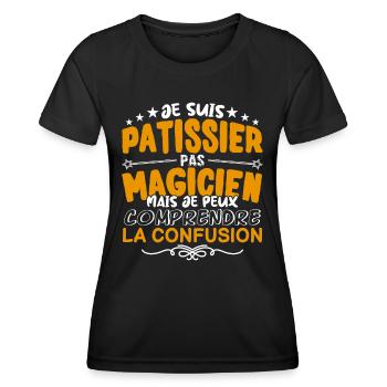 Patissier | Patissier pas Magicien | Meilleur Pati - T-shirt sport Femme - noir - Devant - AI Model Female 172 light (172cm)