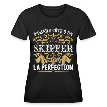 Le Meilleur Skipper | Skipper à la perfection - T-shirt sport Femme - noir - Devant - AI Model Female 172 light (172cm)