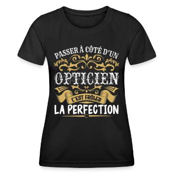 Le Meilleur Opticien | Opticien à la perfection - T-shirt sport Femme - noir - Devant - AI Model Female 172 light (172cm)