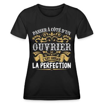 Le Meilleur Ouvrier | Ouvrier à la perfection - T-shirt sport Femme - noir - Devant - AI Model Female 172 light (172cm)