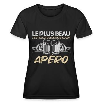 c'est l'heure de l'apéro | apéro à vie Apéritif !! - T-shirt sport Femme - noir - Devant - AI Model Female 172 light (172cm)