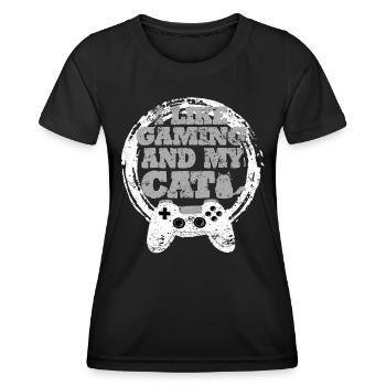 Gaming Cat Gift Idea - Women's Functional T-Shirt - black - Front - AI Model Female 172 light (172cm)