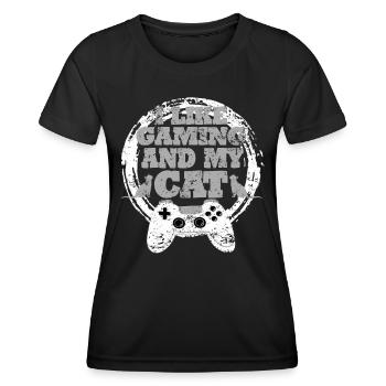 Idée cadeau de chat de jeu - T-shirt sport Femme - noir - Devant - AI Model Female 172 light (172cm)