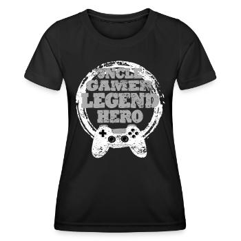 Uncle Gaming Retro Gift Idea - Women's Functional T-Shirt - black - Front - AI Model Female 172 light (172cm)