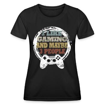 Gaming Retro Gift Idea - Women's Functional T-Shirt - black - Front - AI Model Female 172 light (172cm)