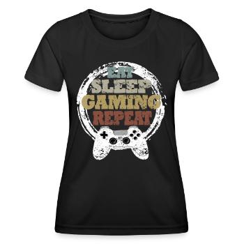 Gaming Retro Gift Idea - Women's Functional T-Shirt - black - Front - AI Model Female 172 light (172cm)