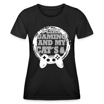 Gaming Cat Gift Idea - Women's Functional T-Shirt - black - Front - AI Model Female 172 light (172cm)