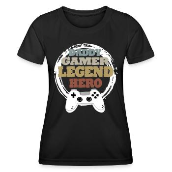 Daddy Gaming Retro Gift Idea - Women's Functional T-Shirt - black - Front - AI Model Female 172 light (172cm)