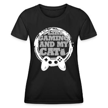 Gaming Cat Gift Idea - Women's Functional T-Shirt - black - Front - AI Model Female 172 light (172cm)