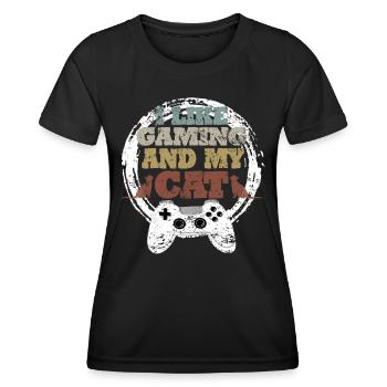 Gaming Cat Gift Idea - Women's Functional T-Shirt - black - Front - AI Model Female 172 light (172cm)