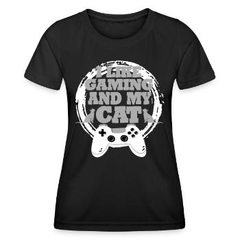 Idée cadeau de chat de jeu - T-shirt sport Femme - noir - Devant - AI Model Female 172 light (172cm)