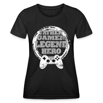 Daddy Gaming Retro Gift Idea - Women's Functional T-Shirt - black - Front - AI Model Female 172 light (172cm)