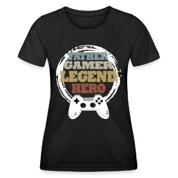 Daddy Gaming Retro Gift Idea - Women's Functional T-Shirt - black - Front - AI Model Female 172 light (172cm)