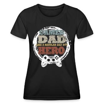Daddy Gaming Retro Geschenkidee - Frauen Funktions-T-Shirt - Schwarz - Vorne - AI Model Female 172 light (172cm)