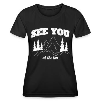 Funny outdoor outfit for hikers - Women's Functional T-Shirt - black - Front - AI Model Female 172 light (172cm)