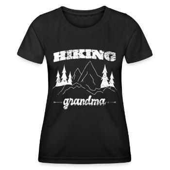 Lustiges Oma Outdoor Outfit für Wanderer - Frauen Funktions-T-Shirt - Schwarz - Vorne - AI Model Female 172 light (172cm)