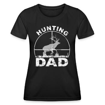 Hunter Papa Hunts.Deer Gift Idea - Women's Functional T-Shirt - black - Front - AI Model Female 172 light (172cm)