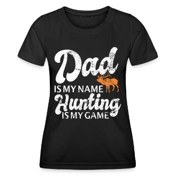 Jäger Papa Jagt.Hirsch Geschenkidee - Frauen Funktions-T-Shirt - Schwarz - Vorne - AI Model Female 172 light (172cm)