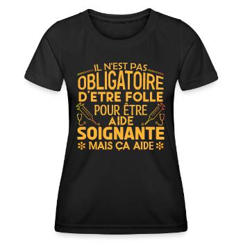 infirmière Soignante cadeau aide soignante - T-shirt sport Femme - noir - Devant - AI Model Female 172 light (172cm)