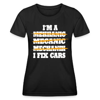 Idée cadeau de voiture mécanique - T-shirt sport Femme - noir - Devant - AI Model Female 172 light (172cm)