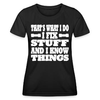 Idée cadeau de voiture mécanique - T-shirt sport Femme - noir - Devant - AI Model Female 172 light (172cm)
