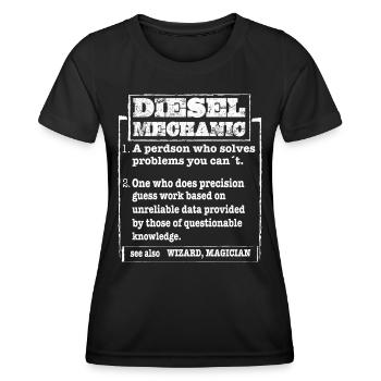 Idée cadeau de voiture mécanique - T-shirt sport Femme - noir - Devant - AI Model Female 172 light (172cm)
