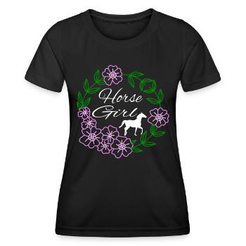 Idée cadeau Club d’équitation - T-shirt sport Femme - noir - Devant - AI Model Female 172 light (172cm)