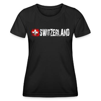 1.August Schweiz Geschenkidee T-Shirt - Frauen Funktions-T-Shirt - Schwarz - Vorne - AI Model Female 172 light (172cm)