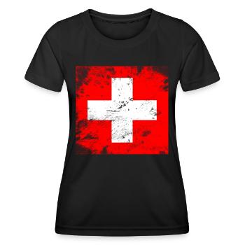 1.August Schweiz Geschenkidee T-Shirt - Frauen Funktions-T-Shirt - Schwarz - Vorne - AI Model Female 172 light (172cm)