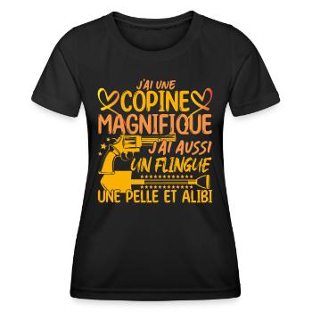 Copine Magnifique Humour Couple ma copine amour !! - T-shirt sport Femme - noir - Devant - AI Model Female 172 light (172cm)