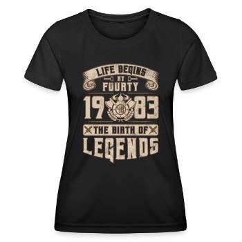 Born 1983 Birthday gift 40 years retro - Women's Functional T-Shirt - black - Front - AI Model Female 172 light (172cm)