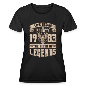 Born 1983 Birthday gift 40 years retro - Women's Functional T-Shirt - black - Front - AI Model Female 172 light (172cm)