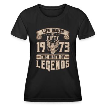 Born 1973 Birthday gift 50 years retro - Women's Functional T-Shirt - black - Front - AI Model Female 172 light (172cm)