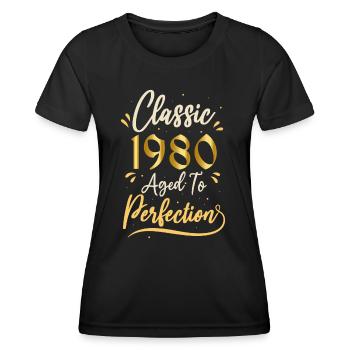 Anniversaire 1980 cadeau 1980 Classic 1980 - T-shirt sport Femme - noir - Devant - AI Model Female 172 light (172cm)