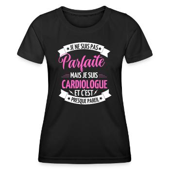 je ne suis pas parfaite je suis cardiologue - T-shirt sport Femme - noir - Devant - AI Model Female 172 light (172cm)